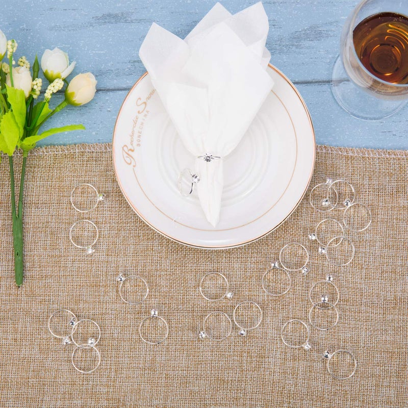 Topoox Bridal Shower Rings 40 Pack Silver Diamond Engagement Rings for Wedding Table Decorations, Party Favors, Arts & Crafts - Image 2